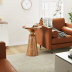Tavolino in legno di mango e metallo, 40,6 cm L x 40,6 cm P x 58,4 cm A, capacità 22,7 kg, completamente assemblato
