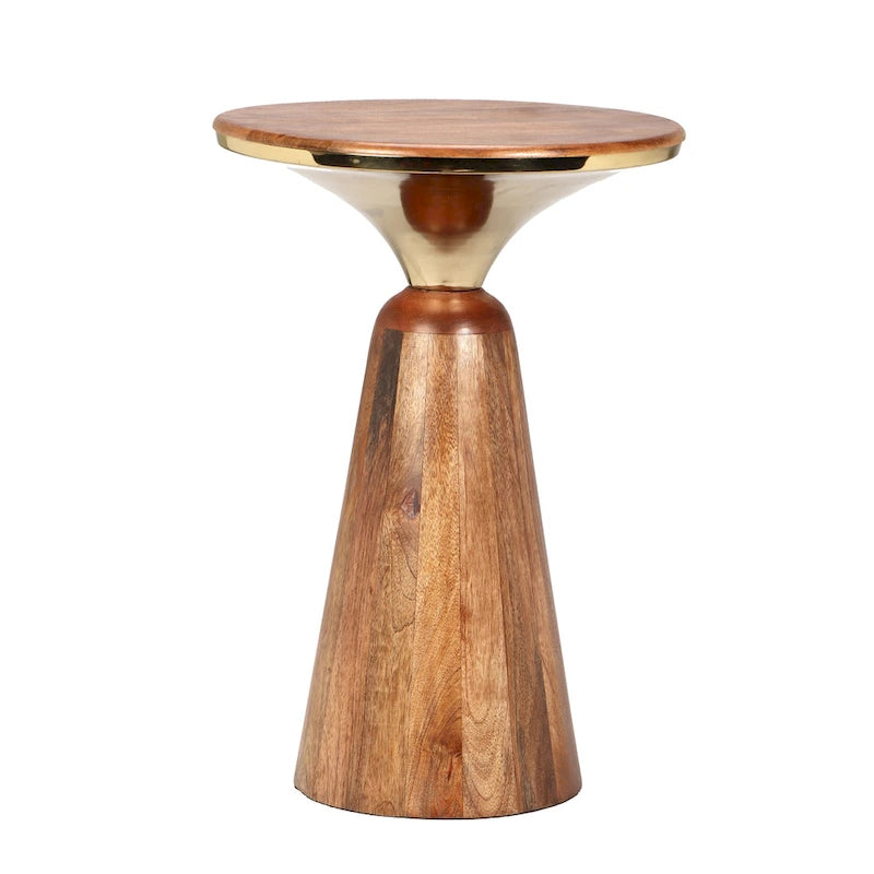 Tavolino in legno di mango e metallo, 40,6 cm L x 40,6 cm P x 58,4 cm A, capacità 22,7 kg, completamente assemblato