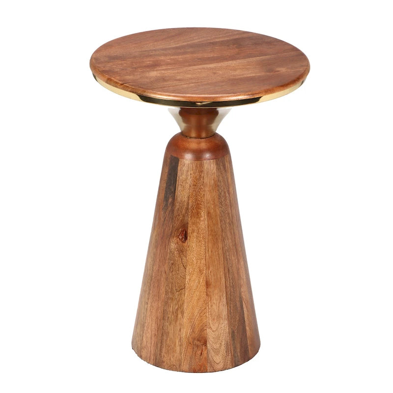 Tavolino in legno di mango e metallo, 40,6 cm L x 40,6 cm P x 58,4 cm A, capacità 22,7 kg, completamente assemblato