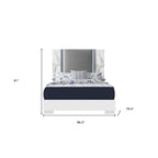 Telaio letto king size con illuminazione a LED sulla testiera, ecopelle grigia e inserti cromati