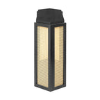 Consolle stile freccia nera con pannelli in rattan, 127 cm L x 31,5 cm P