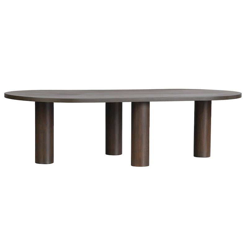 Tavolino ovale in legno massello di mango con inserti impiallacciati, marrone o nero, 52" di larghezza