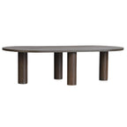 Tavolino ovale in legno massello di mango con inserti impiallacciati, marrone o nero, 52" di larghezza