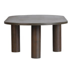 Tavolino ovale in legno massello di mango con inserti impiallacciati, marrone o nero, 52" di larghezza