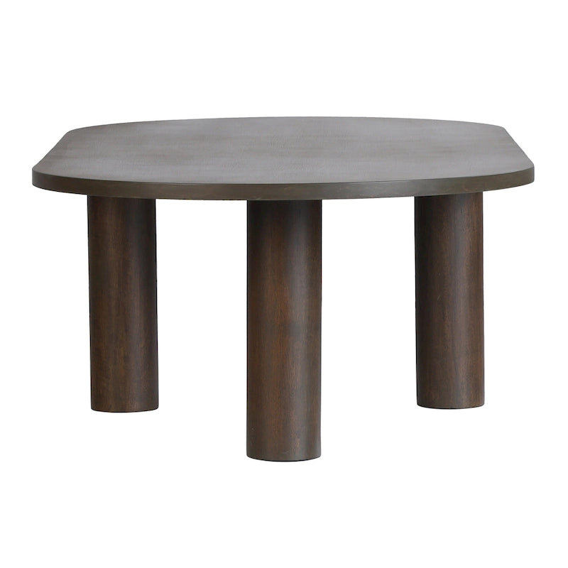 Tavolino ovale in legno massello di mango con inserti impiallacciati, marrone o nero, 52" di larghezza