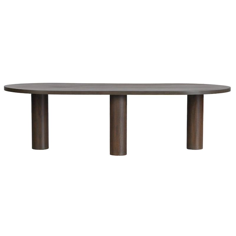Tavolino ovale in legno massello di mango con inserti impiallacciati, marrone o nero, 52" di larghezza