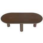 Tavolino ovale in legno massello di mango con inserti impiallacciati, marrone o nero, 52" di larghezza