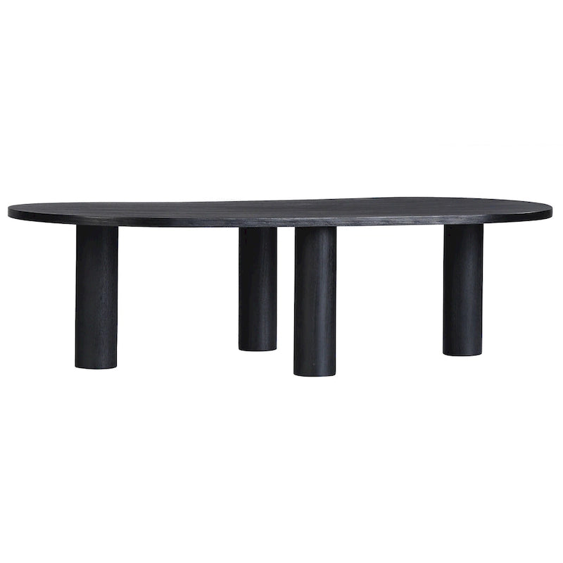 Tavolino ovale in legno massello di mango con inserti impiallacciati, marrone o nero, 52" di larghezza