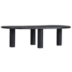 Tavolino ovale in legno massello di mango con inserti impiallacciati, marrone o nero, 52" di larghezza