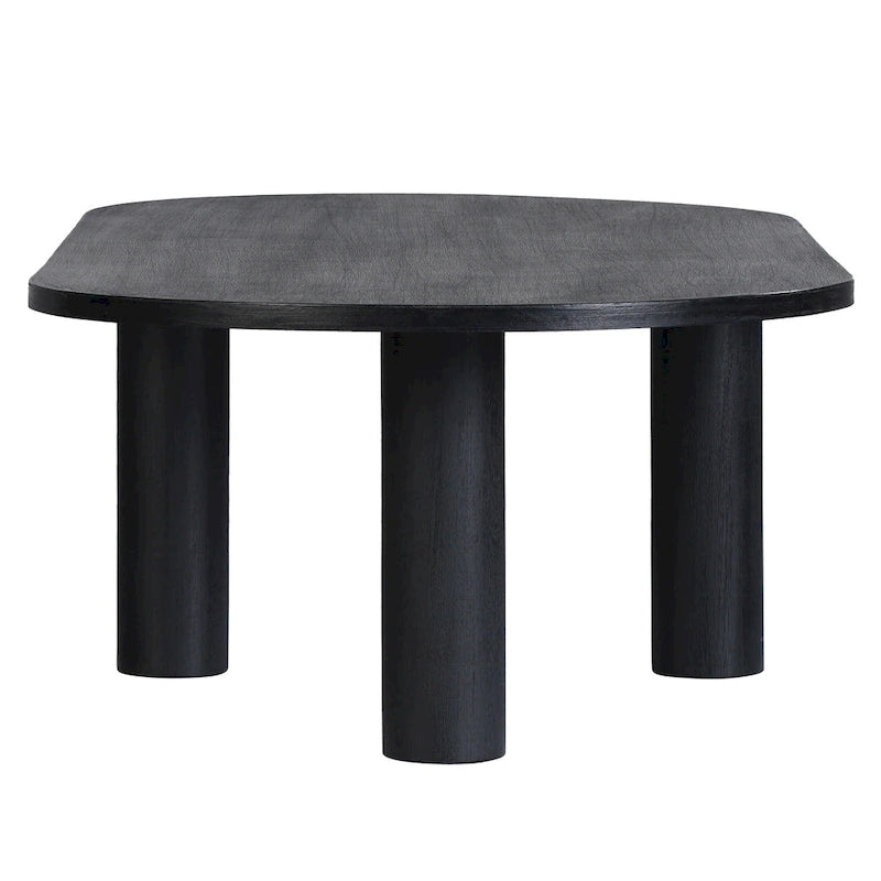 Tavolino ovale in legno massello di mango con inserti impiallacciati, marrone o nero, 52" di larghezza