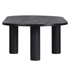 Tavolino ovale in legno massello di mango con inserti impiallacciati, marrone o nero, 52" di larghezza