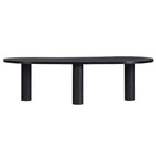 Tavolino ovale in legno massello di mango con inserti impiallacciati, marrone o nero, 52" di larghezza
