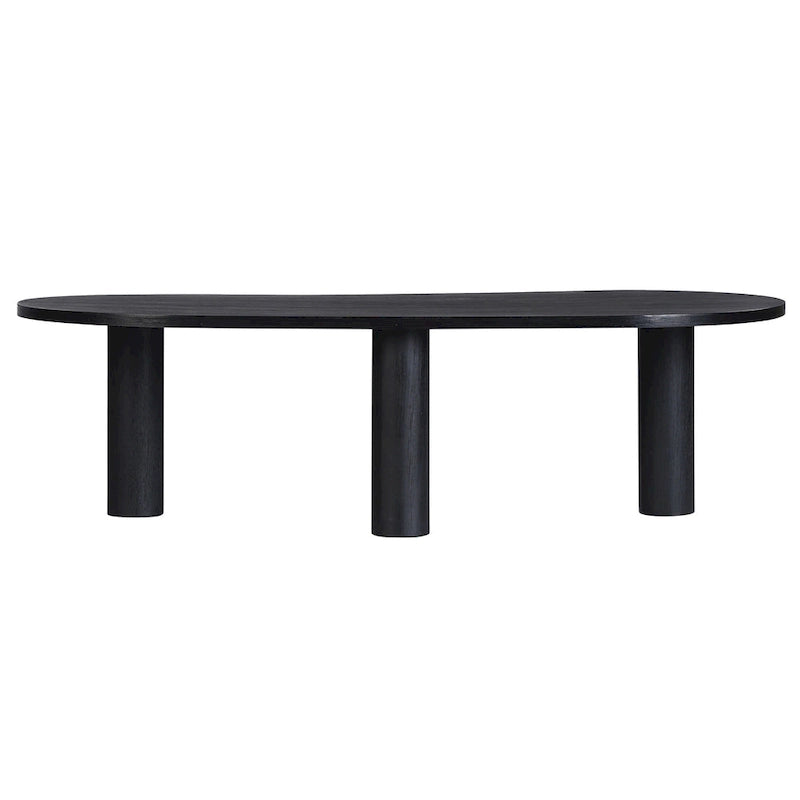 Tavolino ovale in legno massello di mango con inserti impiallacciati, marrone o nero, 52" di larghezza