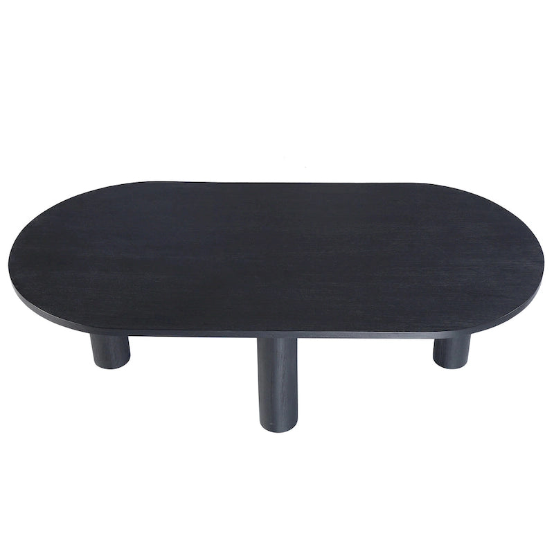 Tavolino ovale in legno massello di mango con inserti impiallacciati, marrone o nero, 52" di larghezza