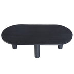 Tavolino ovale in legno massello di mango con inserti impiallacciati, marrone o nero, 52" di larghezza