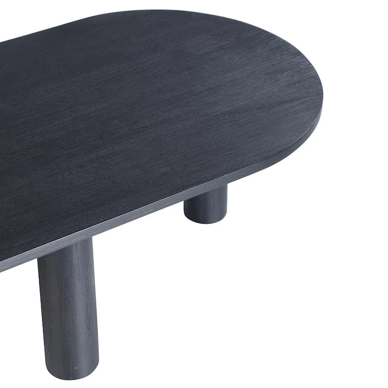 Tavolino ovale in legno massello di mango con inserti impiallacciati, marrone o nero, 52" di larghezza