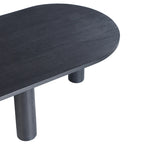 Tavolino ovale in legno massello di mango con inserti impiallacciati, marrone o nero, 52" di larghezza