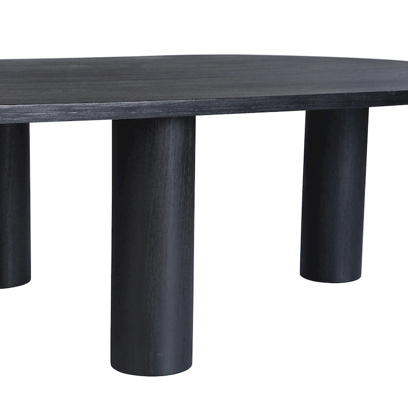 Tavolino ovale in legno massello di mango con inserti impiallacciati, marrone o nero, 52" di larghezza
