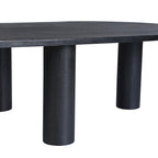 Tavolino ovale in legno massello di mango con inserti impiallacciati, marrone o nero, 52" di larghezza