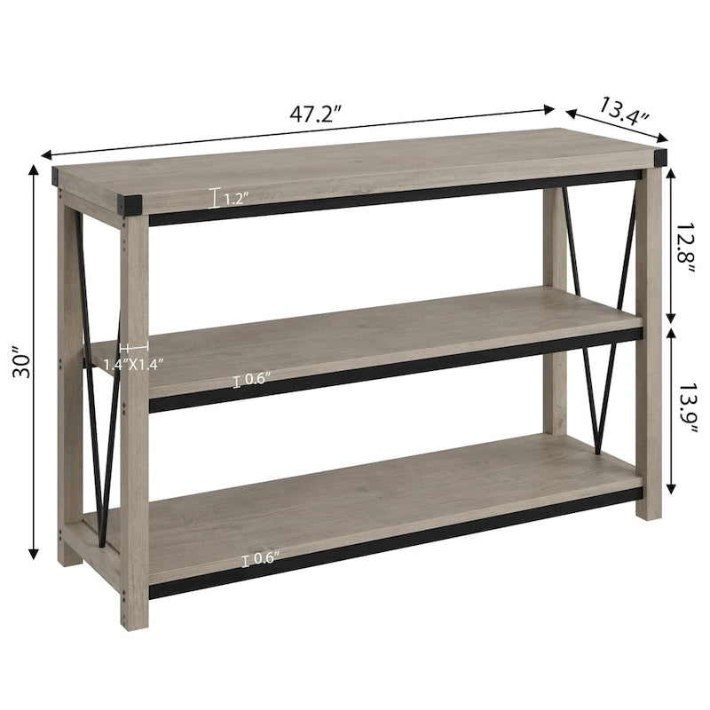 Tavolo Consolle Stretto da Ingresso Stile Rustico, Lungo 120 cm, con Ripiano Inferiore