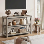 Tavolo Consolle Stretto da Ingresso Stile Rustico, Lungo 120 cm, con Ripiano Inferiore