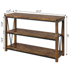 Tavolo Consolle Stretto da Ingresso Stile Rustico, Lungo 120 cm, con Ripiano Inferiore