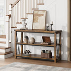 Tavolo Consolle Stretto da Ingresso Stile Rustico, Lungo 120 cm, con Ripiano Inferiore