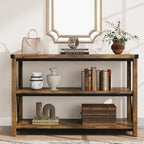 Tavolo Consolle Stretto da Ingresso Stile Rustico, Lungo 120 cm, con Ripiano Inferiore