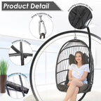 Poltrona a uovo sospesa in rattan con supporto | Grigio scuro / Grigio chiaro / Beige / Marrone / Azzurro | Con o senza fodera | 1-Persona