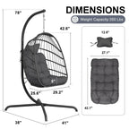 Poltrona a uovo sospesa in rattan con supporto | Grigio scuro / Grigio chiaro / Beige / Marrone / Azzurro | Con o senza fodera | 1-Persona