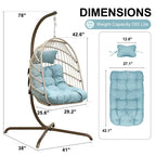 Poltrona a uovo sospesa in rattan con supporto | Grigio scuro / Grigio chiaro / Beige / Marrone / Azzurro | Con o senza fodera | 1-Persona
