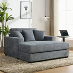 Chaise longue oversize, blu-grigio / crema, 100,8 cm / 110,5 cm / 139,7 cm, 1-2 persone
