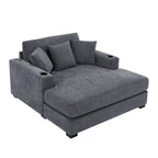 Chaise longue oversize, blu-grigio / crema, 100,8 cm / 110,5 cm / 139,7 cm, 1-2 persone