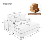 Chaise longue oversize, blu-grigio / crema, 100,8 cm / 110,5 cm / 139,7 cm, 1-2 persone