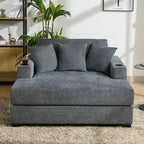 Chaise longue oversize, blu-grigio / crema, 100,8 cm / 110,5 cm / 139,7 cm, 1-2 persone