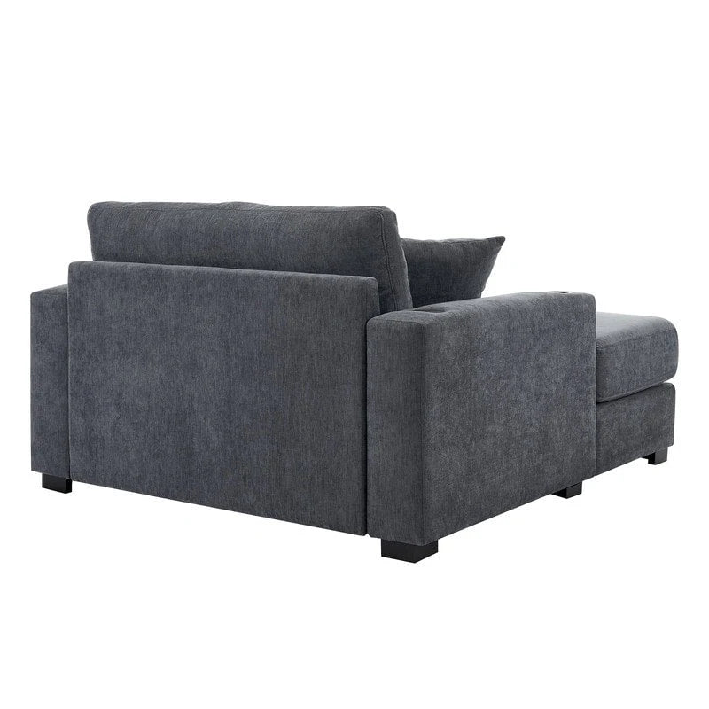 Chaise longue oversize, blu-grigio / crema, 100,8 cm / 110,5 cm / 139,7 cm, 1-2 persone