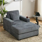 Chaise longue oversize, blu-grigio / crema, 100,8 cm / 110,5 cm / 139,7 cm, 1-2 persone
