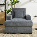 Chaise longue oversize, blu-grigio / crema, 100,8 cm / 110,5 cm / 139,7 cm, 1-2 persone