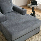 Chaise longue oversize, blu-grigio / crema, 100,8 cm / 110,5 cm / 139,7 cm, 1-2 persone