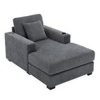 Chaise longue oversize, blu-grigio / crema, 100,8 cm / 110,5 cm / 139,7 cm, 1-2 persone