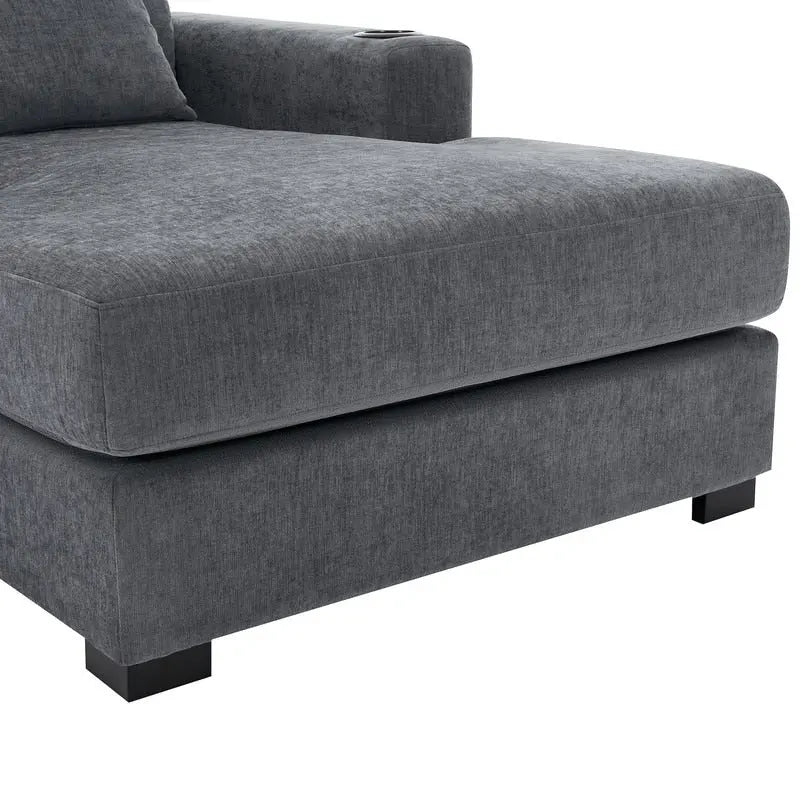 Chaise longue oversize, blu-grigio / crema, 100,8 cm / 110,5 cm / 139,7 cm, 1-2 persone