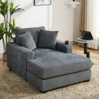 Chaise longue oversize, blu-grigio / crema, 100,8 cm / 110,5 cm / 139,7 cm, 1-2 persone