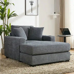 Chaise longue oversize, blu-grigio / crema, 100,8 cm / 110,5 cm / 139,7 cm, 1-2 persone