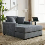 Chaise longue oversize, blu-grigio / crema, 100,8 cm / 110,5 cm / 139,7 cm, 1-2 persone