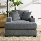 Chaise longue oversize, blu-grigio / crema, 100,8 cm / 110,5 cm / 139,7 cm, 1-2 persone