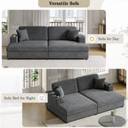 Chaise longue in velluto a costine per 2 con porte USB e portabicchieri – Grigio Scuro / Blu / Beige / Nero
