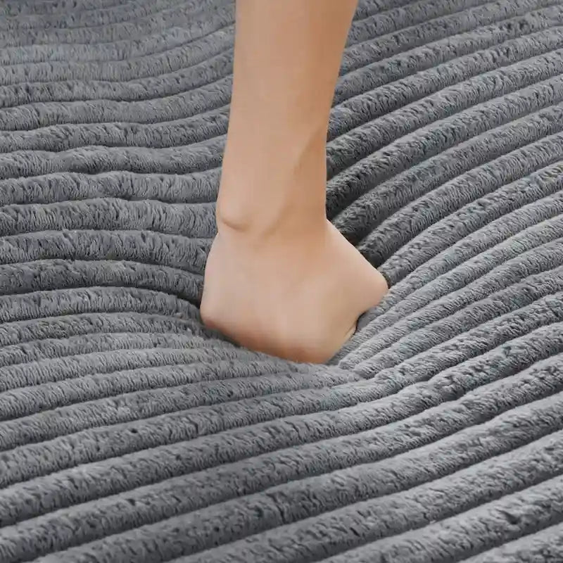 Chaise longue in velluto a costine per 2 con porte USB e portabicchieri – Grigio Scuro / Blu / Beige / Nero