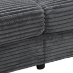 Chaise longue in velluto a costine per 2 con porte USB e portabicchieri – Grigio Scuro / Blu / Beige / Nero
