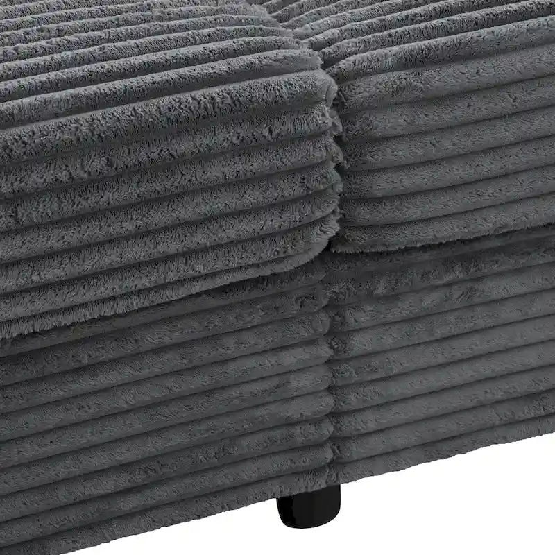 Chaise longue in velluto a costine per 2 con porte USB e portabicchieri – Grigio Scuro / Blu / Beige / Nero