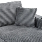 Chaise longue in velluto a costine per 2 con porte USB e portabicchieri – Grigio Scuro / Blu / Beige / Nero